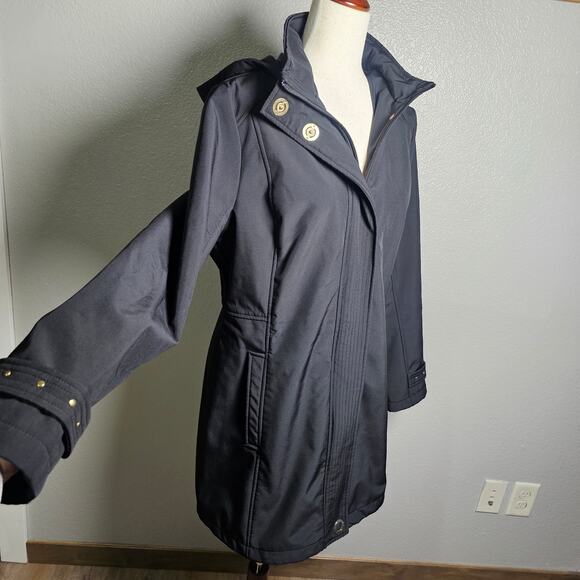 Weatherproof Long Line Neoprene Dressy Black Jacket with Snaps & Quilted Trim - Picture 3 of 9